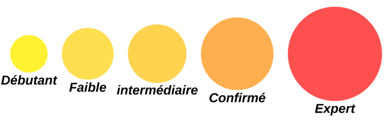 Niveaux : débutant, facile, intermédiaire, confirmé, expert